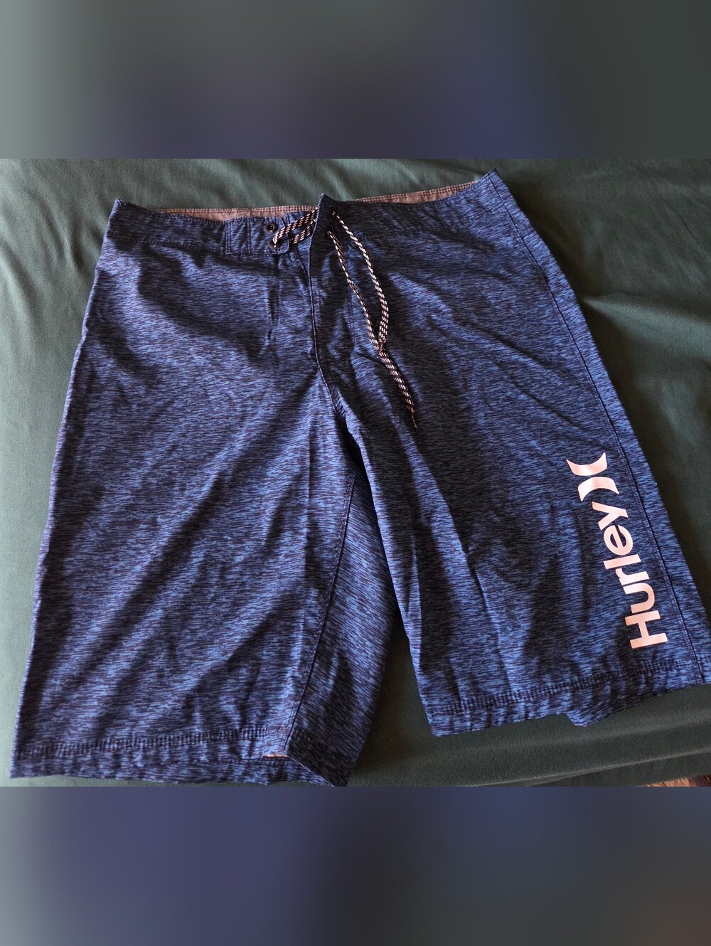 Men's Hurley Navy Heather Swim Trunks with Drawstring